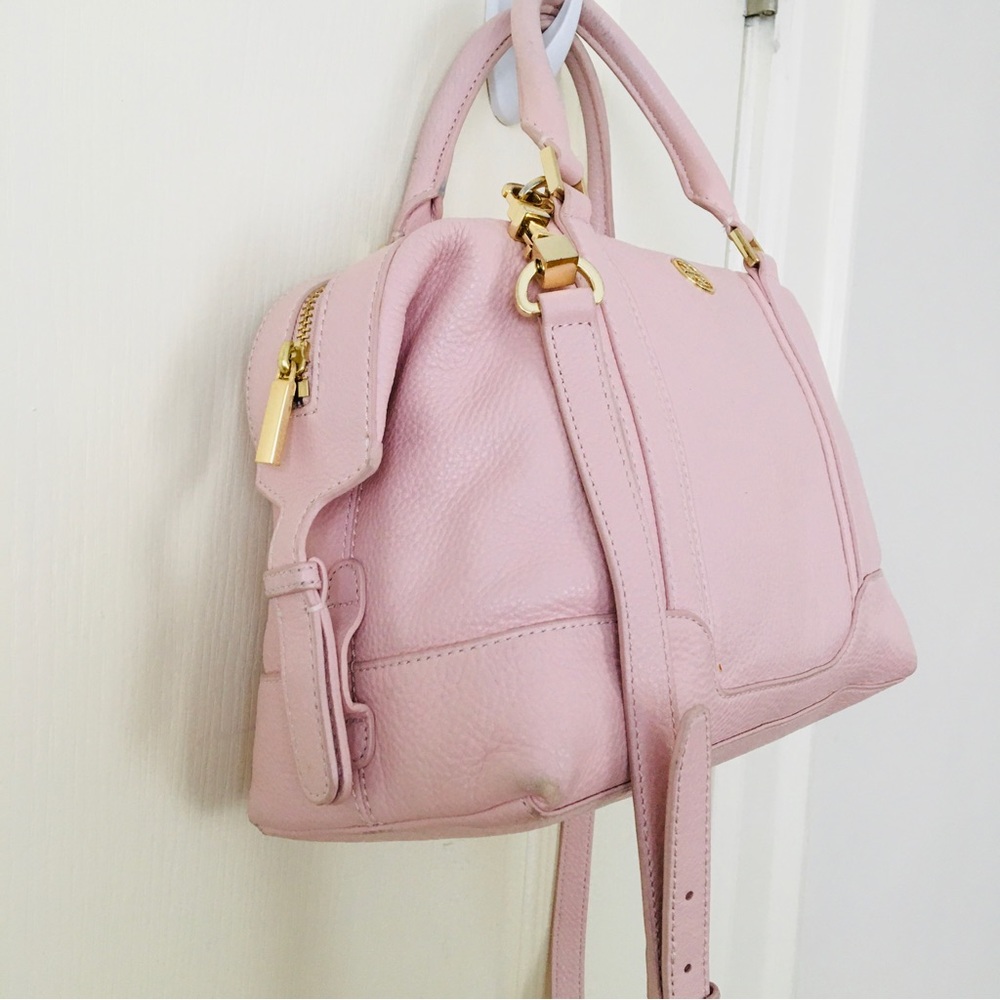 Tory Burch Landon Blush Pink Pebble Leather Satchel/Crossbody Bag - Picture 3 of 14